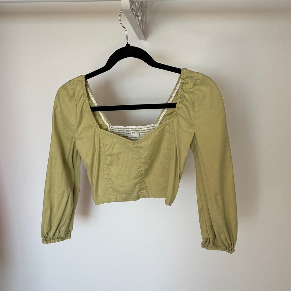 Babaton Olive Green Cropped Blouse